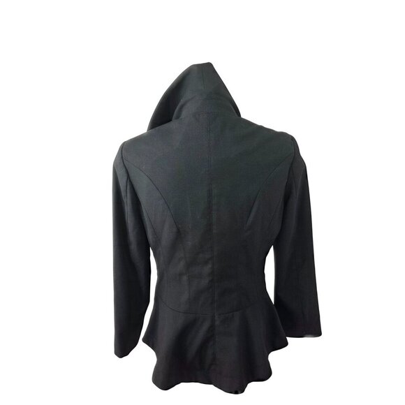 Millard Fillmore MF-13 Y2K Black Blazer Jacket Hers Sz M/L Ruffle Lapel Peplum - Picture 2 of 10